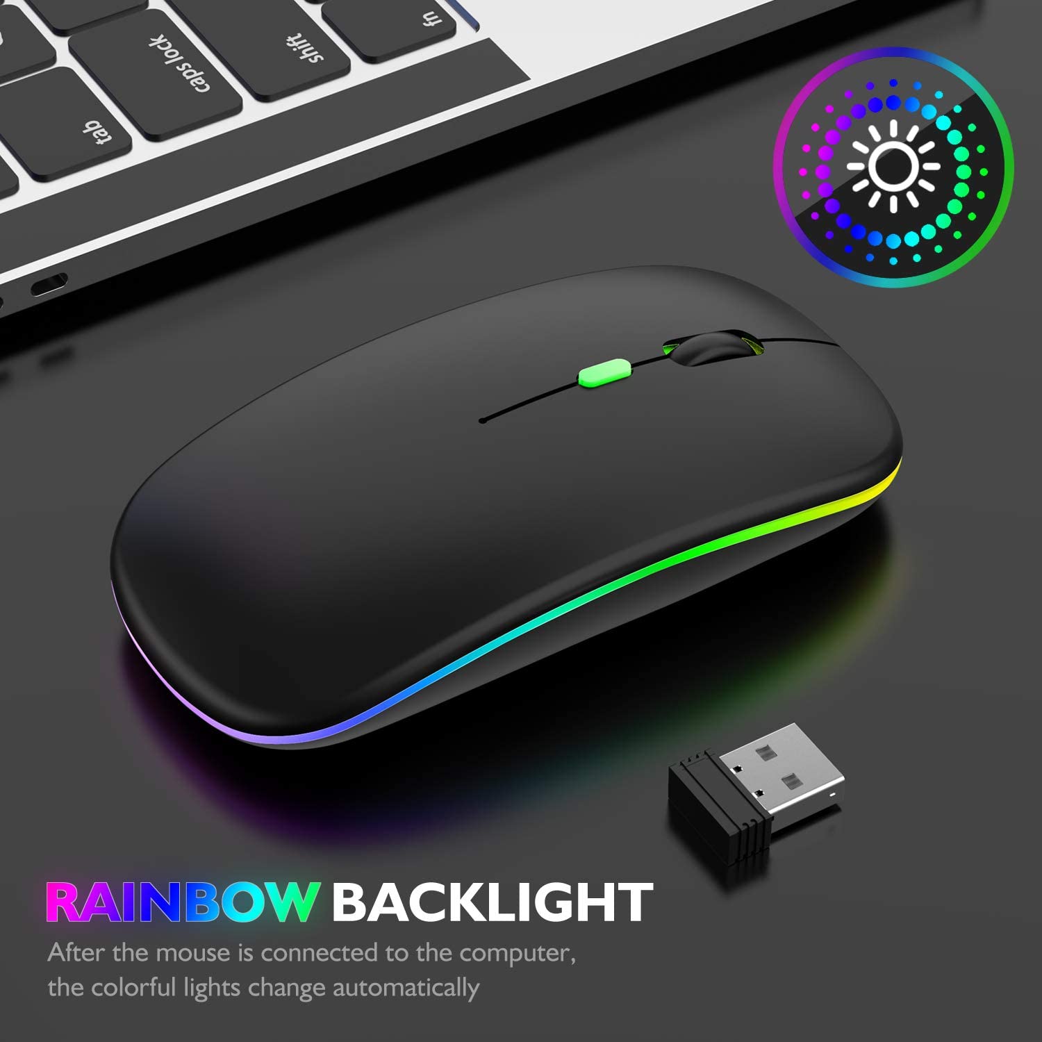 Eleboat® Portable Wireless Bluetooth Mouse,LED Rechargeable Dual Mode(Bluetooth 5.0 and 2.4G Wireless) - Black Eleboat® Portable Wireless Bluetooth Mouse,LED Rechargeable Dual Mode(Bluetooth 5.0 and 2.4G Wireless) - Black